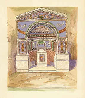 Enamel mosaic fountain in the House of the Scientists, Pompeii