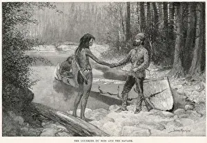 Pioneers Prints: An encounter between a French- Canadian Courrier du Bois and a friendly native Date: 19th century