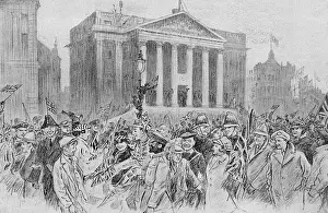 Joyous Prints: End of First World War, crowds at Mansion House