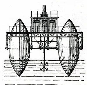 End view of Bazin's Roller Boat Steamer
