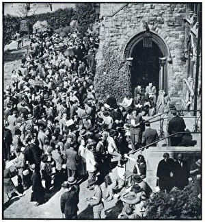 Alien Gallery: Enemy aliens queue to register outside church, Sept 1939