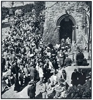 Alien Gallery: Enemy aliens queue to register outside church, Sept 1939