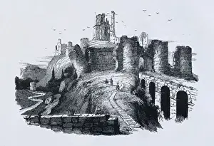 Corfe Prints: ENGLAND (19 century). Corfe castle. 1844. Engraving