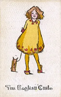 Pulls Prints: The English Child - Young girl in yellow dress - toy horse
