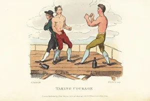 Bout Prints: English gentleman in a boxing match, Regency era