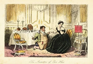 Somerville Collection: English gentleman courting a young lady in a restaurant