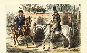 Images Dated 30th June 2020: English gentleman on an old nag rejected by a man