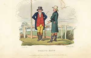 Placing Prints: English gentleman placing a bet at Newmarket, Regency era