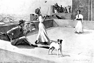 Revolutionaries Prints: English Girls playing Diabolo on a roof in Tabriz, Iran, 1