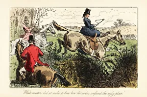 Images Dated 1st July 2020: English huntswoman jumping sidesaddle over a fence