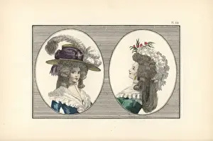 Versailles Prints: English-ingenue headdress with feathers, hedgehog