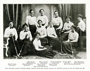 English Ladies Hockey Team, which beat the Welsh ladies by fifteen goals to nil. Date: February 1902