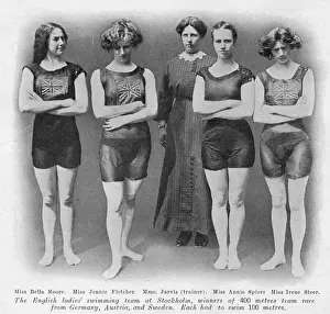 Jennie Prints: English ladies swimming team - Stockholm Olympics 1912