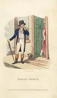 Richard Dagley Prints: English Regency gentleman ogling a lady's ankle