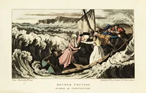 English tourists in a boat riding the whirlpool at