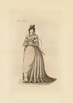 Laces Prints: English woman in the fashion of December 1798
