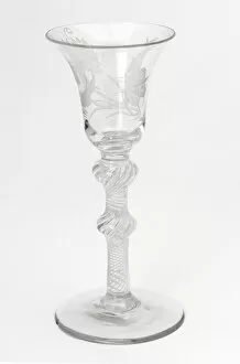 1760 Gallery: Engraved Jacobite airtwist drinking glass