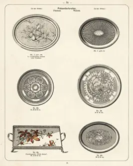 Catalog Prints: Engraved metal platters and waiters