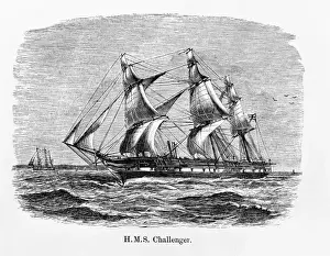Engraved view of H. M. S. Challenger