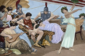 Engraving depicting The dissipated habits of Chares of Athen Engraving depicting The dissipated habits of Chares of Athen