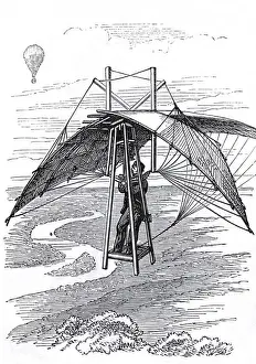 Ballooning Prints: Engraving of Vincent de Groof (A Belgian) Ornithopter De?