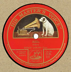 Voice Prints: Enrico Caruso, HMV label, Addio by Tosti, 78 rpm record