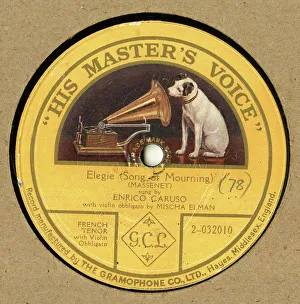 Mourning Prints: Enrico Caruso, HMV label, Elegie by Massenet, 78 rpm record