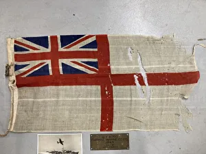 Ensign of MTB 770 and brass plaque, D-Day landings, WW2