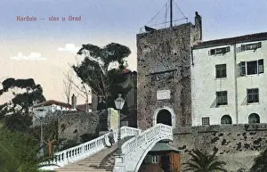 Yugoslavia Prints: Entrance to the city of Korcula, Croatia