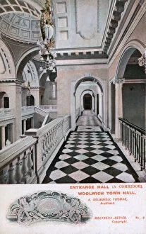 Images Dated 28th July 2017: Entrance hall corridor, Woolwich Town Hall, SE London