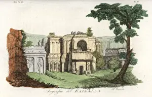 Jain Prints: Entrance to the Kailasa temple, Ellora rock