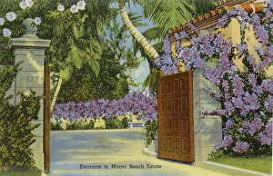 Lilac Prints: Entrance to Miami Beach Estate, Florida, USA Date: 1941