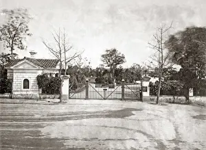 Entrance to the public gardens, Shanghai, China, circa 1880