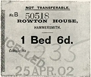 Corry Prints: Entrance ticket, Rowton House, Hammersmith, London