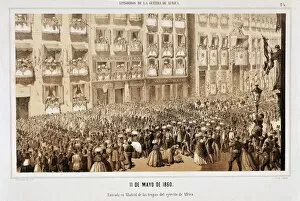 Lithographs Gallery: Entry in Madrid of the troops of the African Army