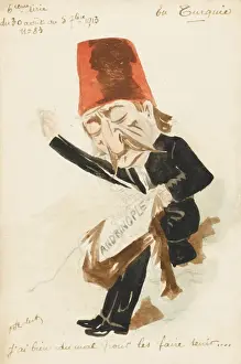 Enver Pasha - watercolour cartoon card