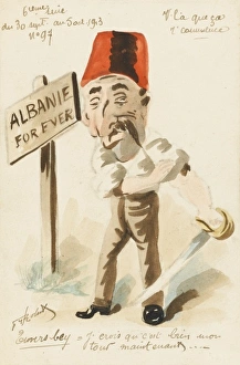 Abdulhamid Gallery: Enver Pasha - watercolour cartoon card