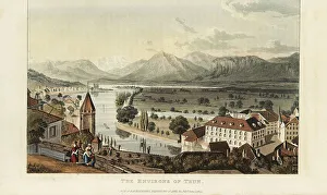 Manufactures Prints: The environs of Thun, showing the town, lake and mountains, Cant