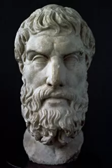 Antique Collection: Epicurus (341-270 BC). Ancient Greek philosopher. Bust. Roma