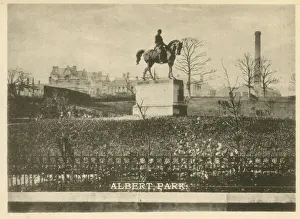 Equestrian statue in Albert Park, Halifax, Yorkshire