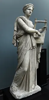 Greeks Prints: Erato. Statue of Muse of lyric poetry playing the zither