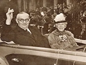 Apr20 Gallery: Ernest Bevin, at the time Foreign Secretary, pictured with his wife on a visit to New