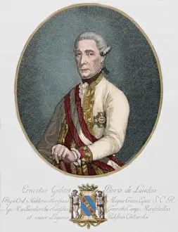 Loudon Prints: Ernst Gideon von Laudon (1717-1790). Colored engraving