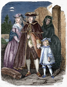 Escape of Louis XVI (1754-1793) and his family, 1791. Engrav Escape of Louis XVI (1754-1793) and his family, 1791. Engrav