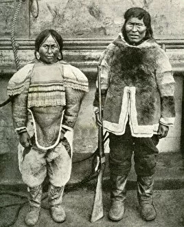 Fringe Collection: Eskimo couple in winter costume, Greenland