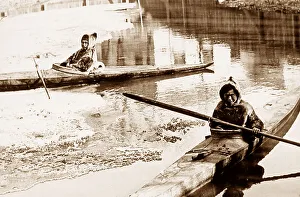 Eskimos in kayaks St. Louis World's Fair USA in 1904
