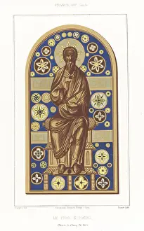 13th Century Prints: The eternal father in enamel on copper, France, 13th century