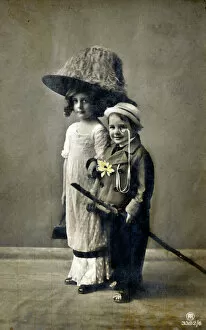 Ethel and her young brother in fancy dress