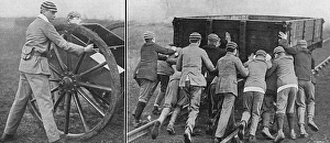 Eton boys helping with army stores, WW1