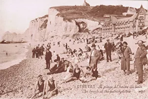 Bathers Prints: Etretat with the Eastern Cliffs in the background